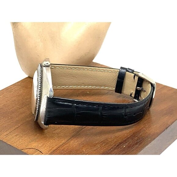 Elgin Mens Watch Diver Swiss Automatic Vintage Black Dial Date Leather Band 42mm - Picture 10 of 15